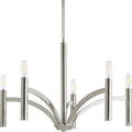 PROGRESS LIGHTING P4718-104 Polished Nickel Draper Collection Five-Light Polished Nickel Luxe Chandelier Light