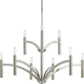 PROGRESS LIGHTING P4719-104 Polished Nickel Draper Collection Nine-Light Polished Nickel Luxe Chandelier Light