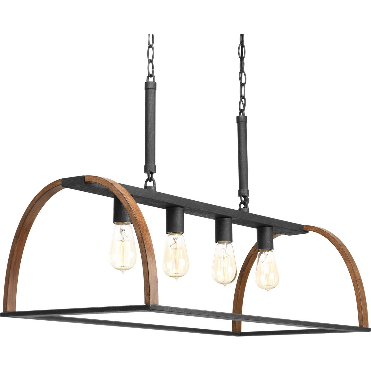 PROGRESS LIGHTING P4720-71 Gilded Iron Trestle Collection Four-Light Gilded Iron Farmhouse Chandelier Light