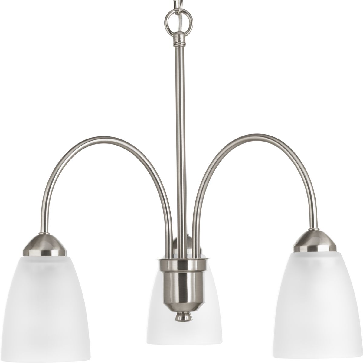 PROGRESS LIGHTING P4734-09 Brushed Nickel Gather Collection Three-Light Brushed Nickel Etched Glass Traditional Chandelier Light