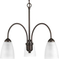 PROGRESS LIGHTING P4734-20 Antique Bronze Gather Collection Three-Light Antique Bronze Etched Glass Traditional Chandelier Light
