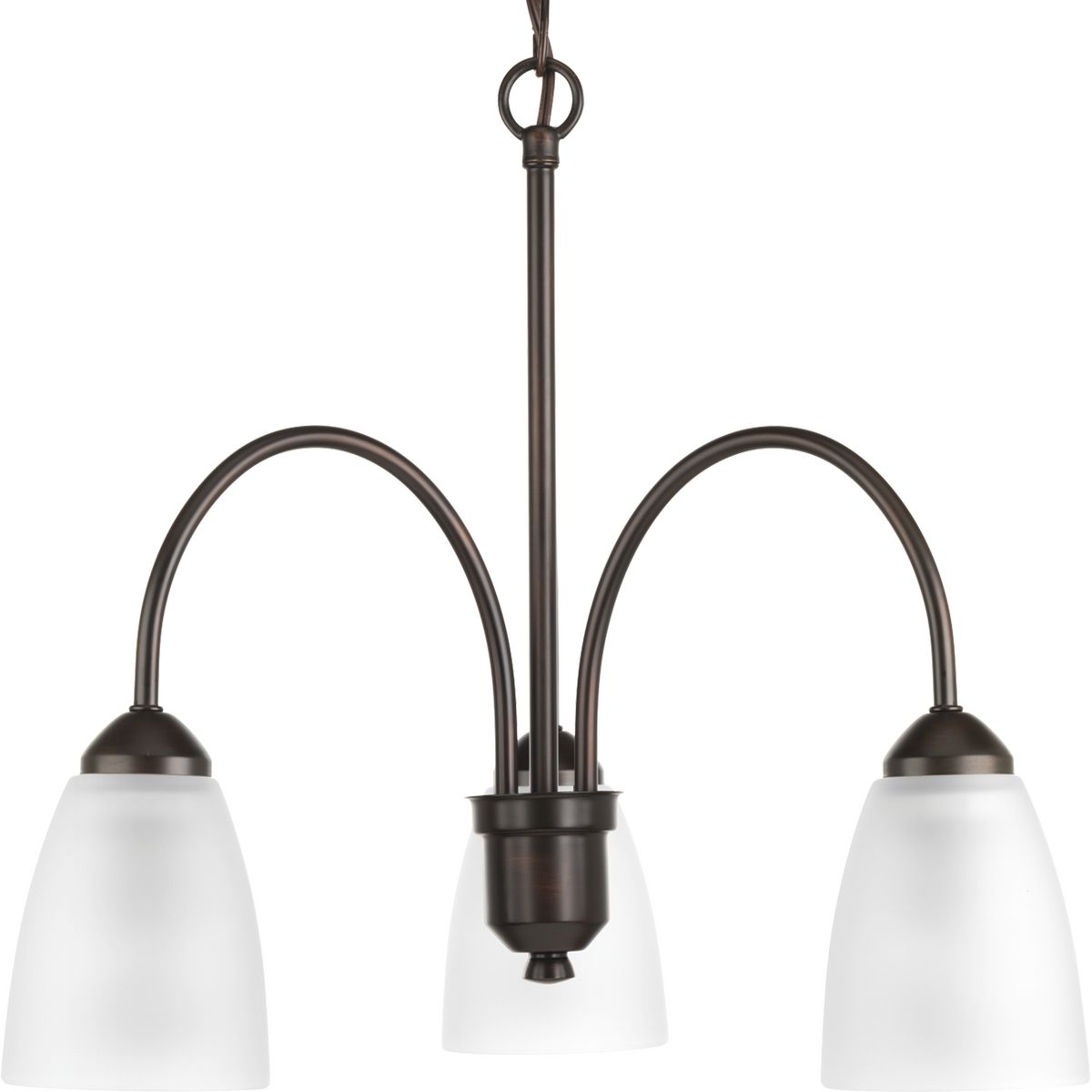PROGRESS LIGHTING P4734-20 Antique Bronze Gather Collection Three-Light Antique Bronze Etched Glass Traditional Chandelier Light