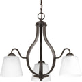 PROGRESS LIGHTING P4745-20 Antique Bronze Arden Collection Three-Light Antique Bronze Etched Glass Farmhouse Chandelier Light