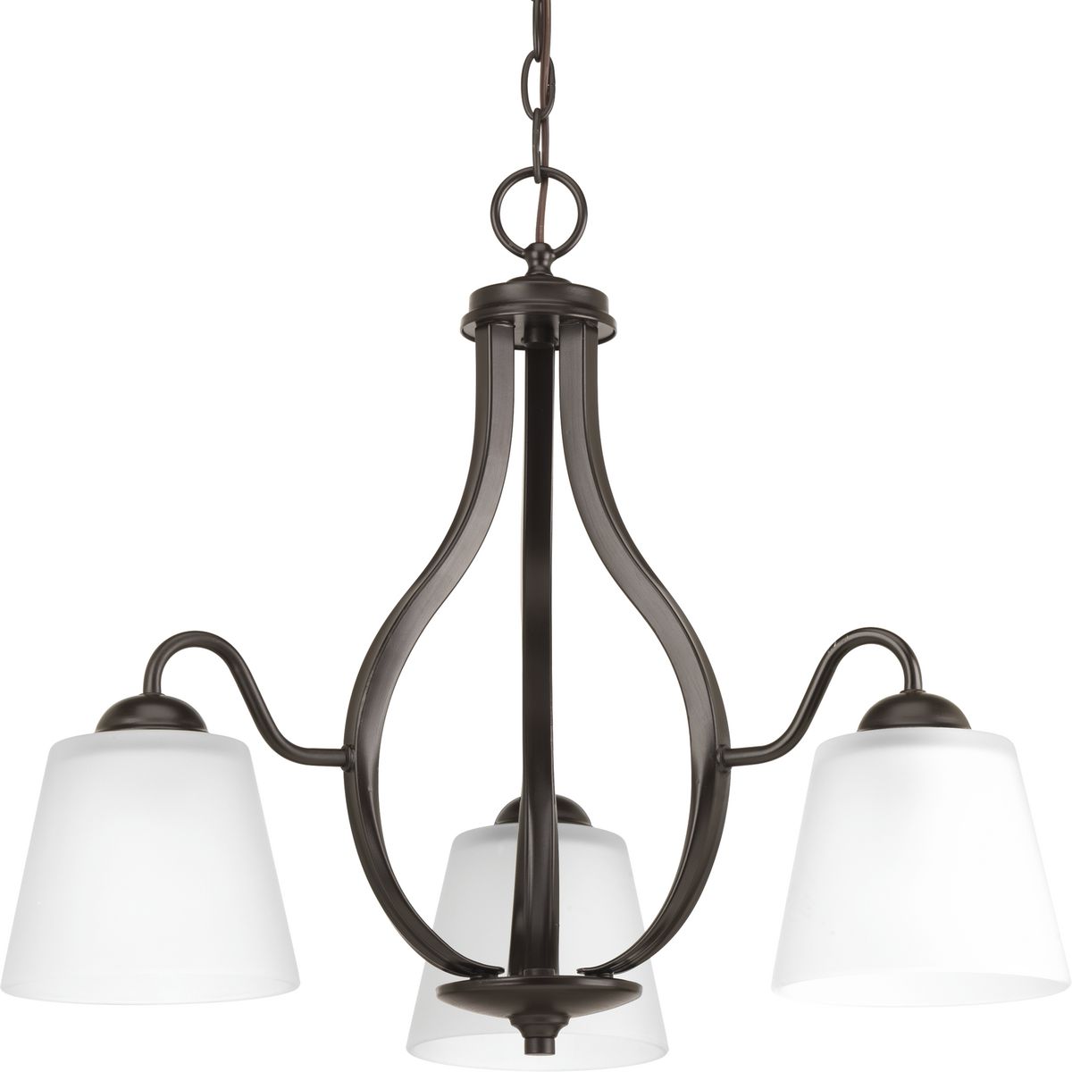 PROGRESS LIGHTING P4745-20 Antique Bronze Arden Collection Three-Light Antique Bronze Etched Glass Farmhouse Chandelier Light