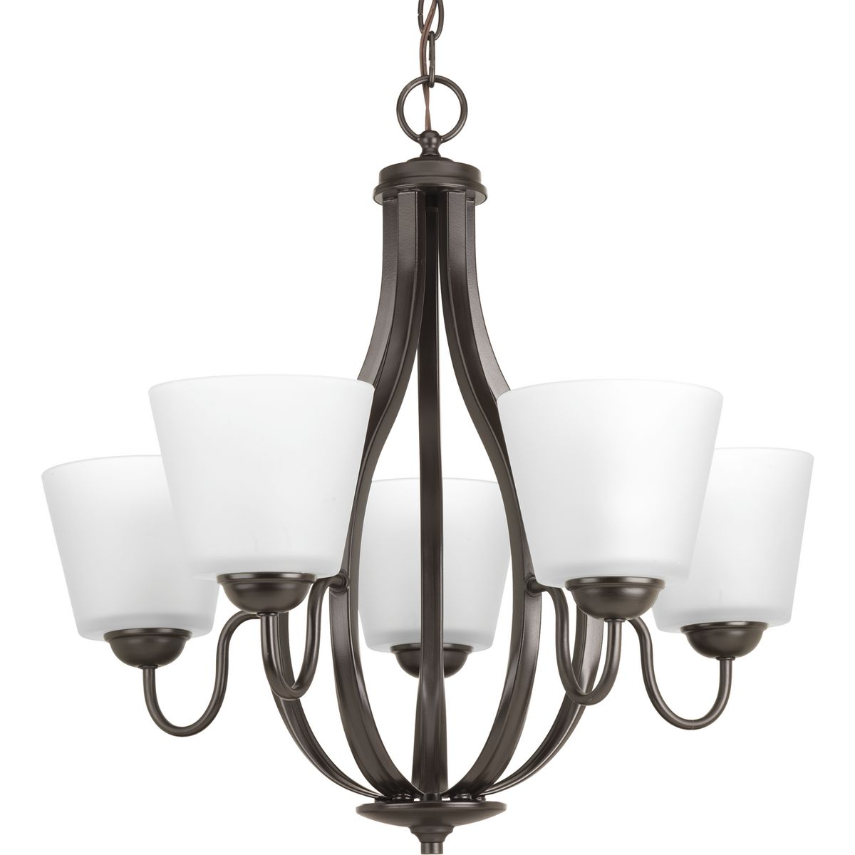 PROGRESS LIGHTING P4746-20 Antique Bronze Arden Collection Five-Light Antique Bronze Etched Glass Farmhouse Chandelier Light