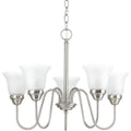 PROGRESS LIGHTING P4757-09 Brushed Nickel Classic Collection Five-Light Brushed Nickel Etched Glass Traditional Chandelier Light