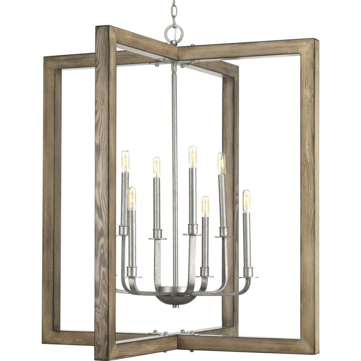 PROGRESS LIGHTING P4763-141 Galvanized Finish Turnbury Collection Eight-Light Galvanized Finish Coastal Chandelier Light