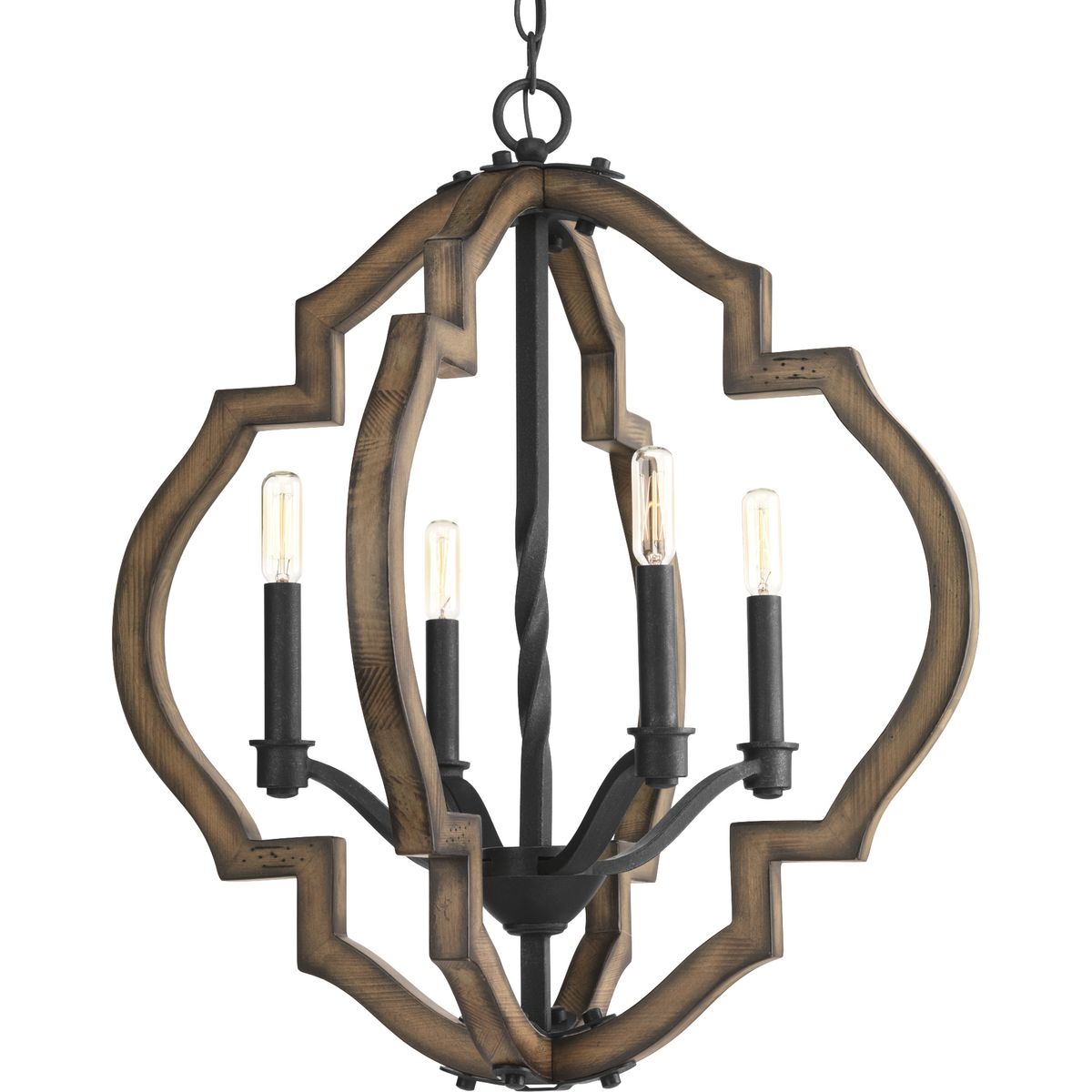 PROGRESS LIGHTING P4766-71 Gilded Iron Spicewood Collection Four-Light Gilded Iron Farmhouse Chandelier Light