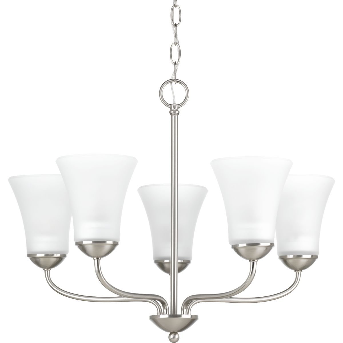 PROGRESS LIGHTING P4770-09 Brushed Nickel Classic Collection Five-Light Brushed Nickel Etched Glass Traditional Chandelier Light