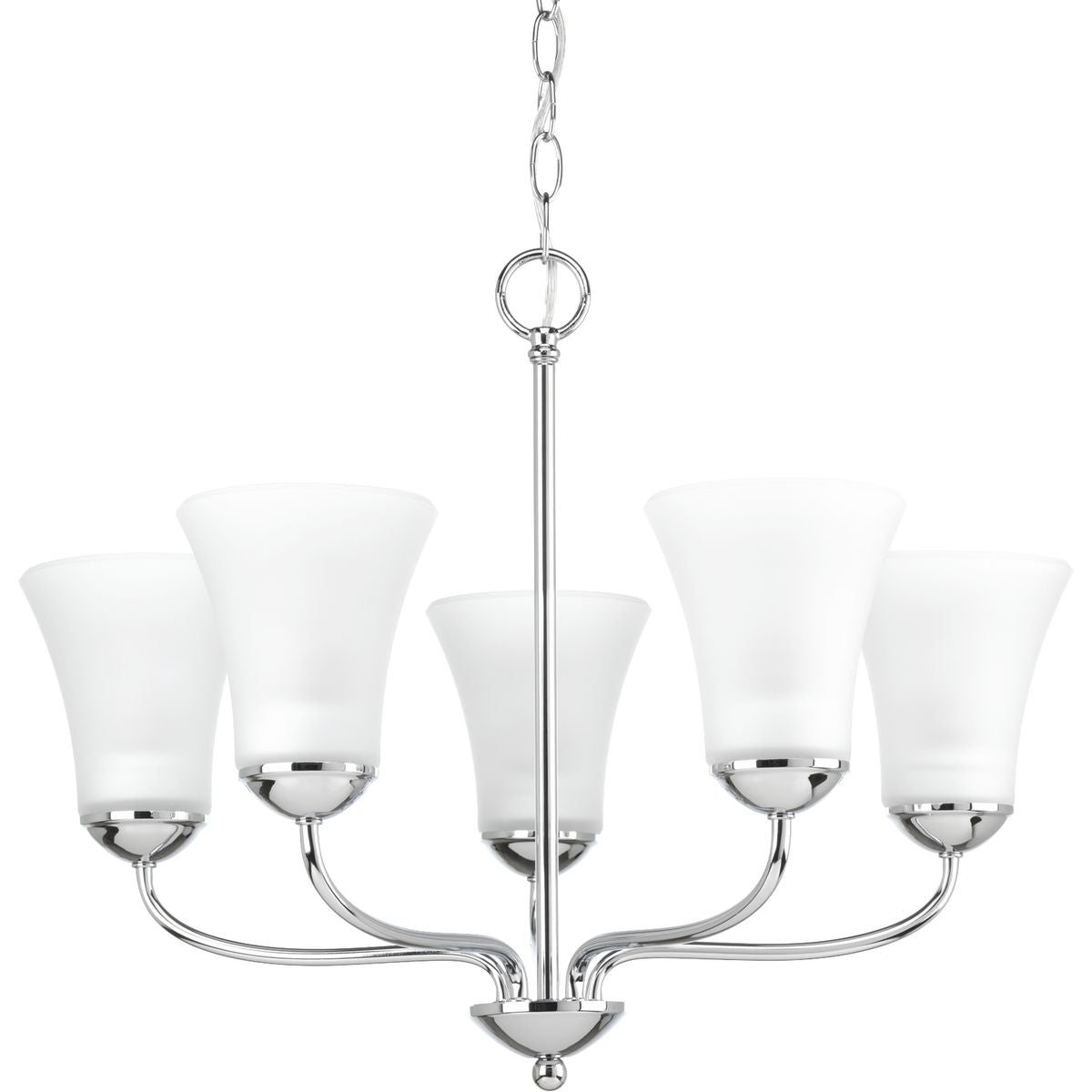 PROGRESS LIGHTING P4770-15 Polished Chrome Classic Collection Five-Light Polished Chrome Etched Glass Traditional Chandelier Light