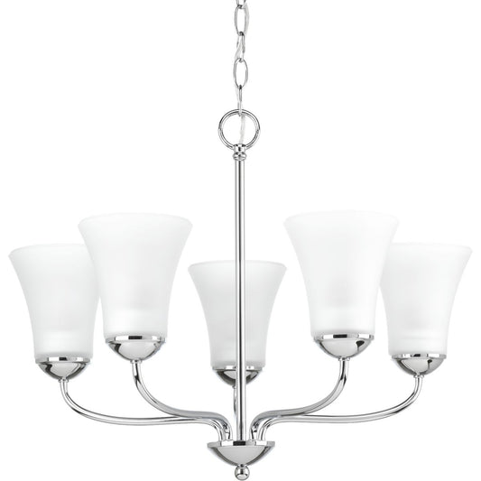 PROGRESS LIGHTING P4770-15 Polished Chrome Classic Collection Five-Light Polished Chrome Etched Glass Traditional Chandelier Light