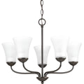 PROGRESS LIGHTING P4770-20 Antique Bronze Classic Collection Five-Light Antique Bronze Etched Glass Traditional Chandelier Light