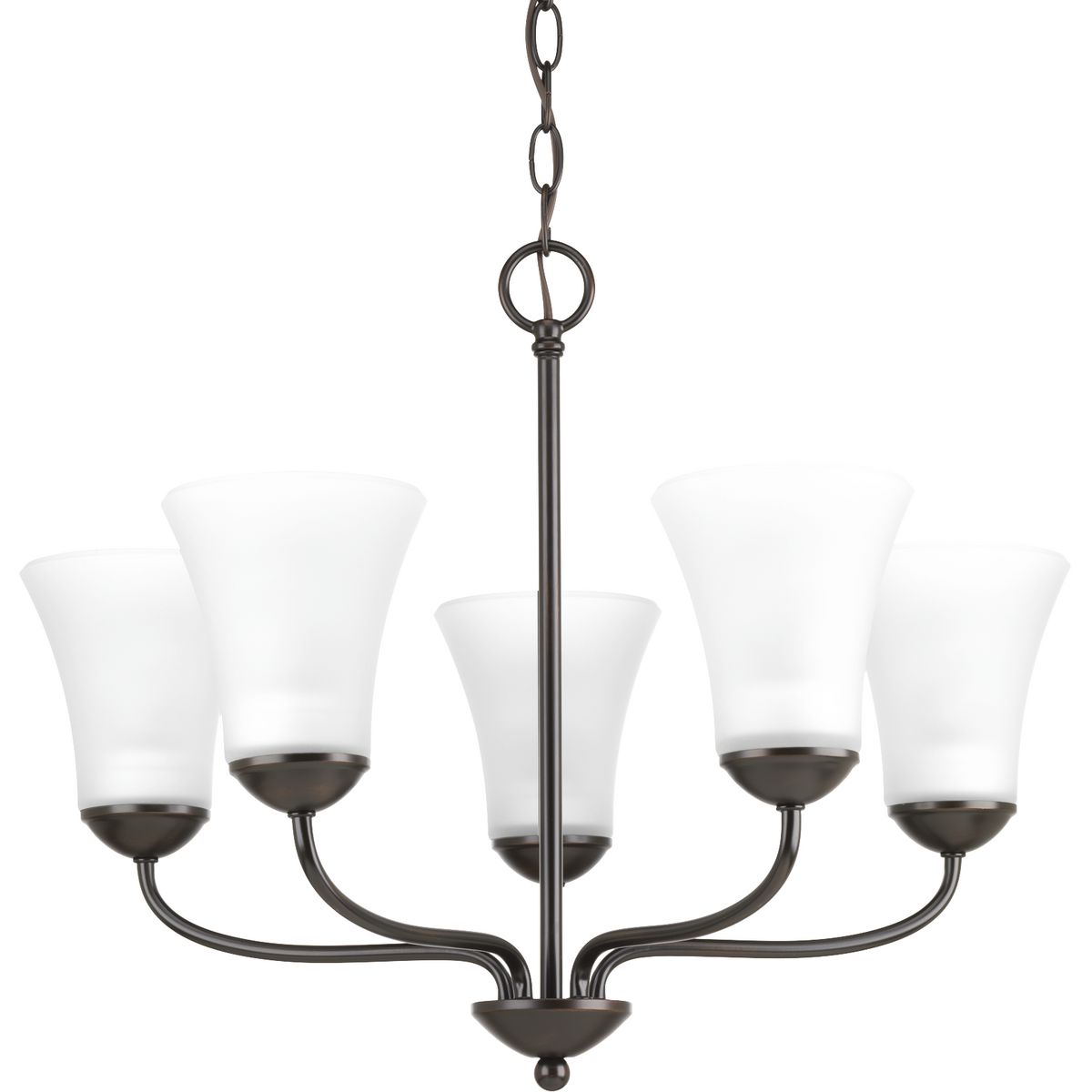 PROGRESS LIGHTING P4770-20 Antique Bronze Classic Collection Five-Light Antique Bronze Etched Glass Traditional Chandelier Light