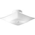 PROGRESS LIGHTING P4961-30 White 12" Square Glass Two-Light Close-to-Ceiling
