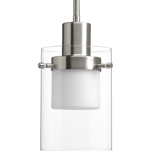 PROGRESS LIGHTING P500000-009-30 Brushed Nickel Moderna LED Collection Brushed Nickel Clear Glass Mid-Century Modern Pendant Light