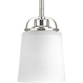 PROGRESS LIGHTING P500006-009 Brushed Nickel West Village Collection One-Light Brushed Nickel Etched Double Prismatic Glass Farmhouse Pendant Light
