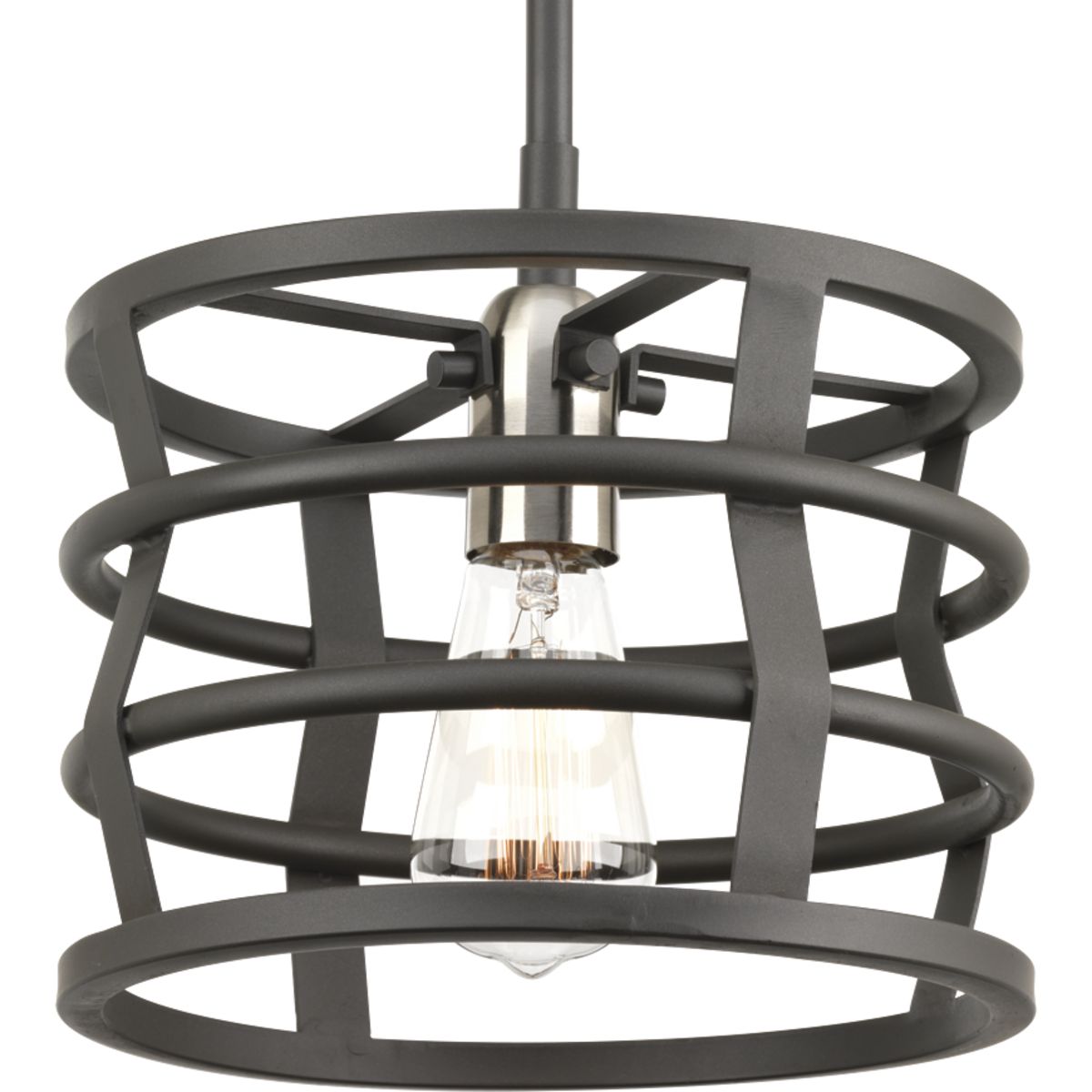 PROGRESS LIGHTING P500010-143 Graphite Remix Collection One-Light Graphite Global Pendant Light