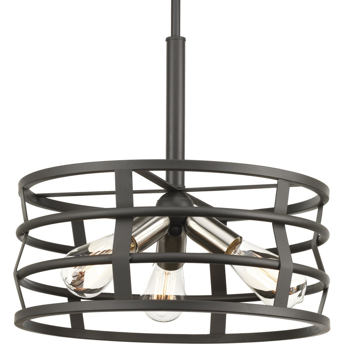 PROGRESS LIGHTING P500011-143 Graphite Remix Collection Three-Light Graphite Global Pendant Light