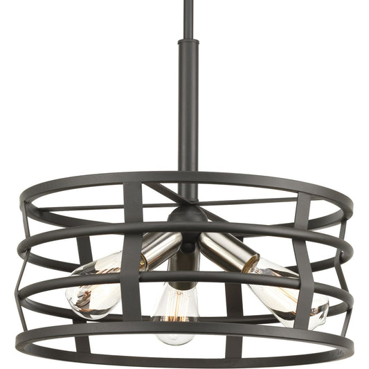 PROGRESS LIGHTING P500011-143 Graphite Remix Collection Three-Light Graphite Global Pendant Light