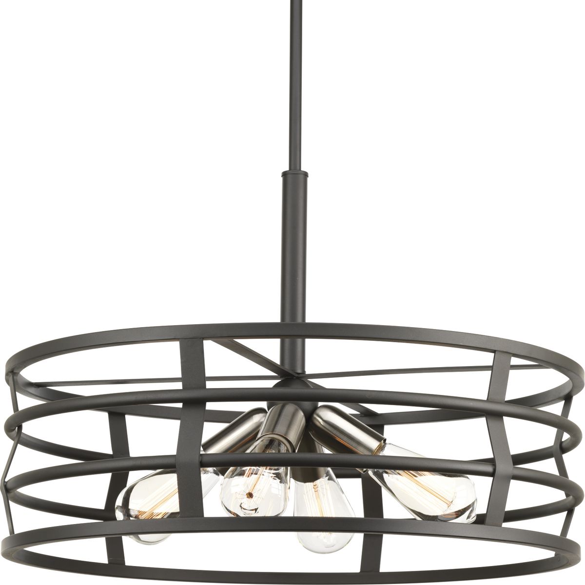 PROGRESS LIGHTING P500012-143 Graphite Remix Collection Four-Light Graphite Global Pendant Light