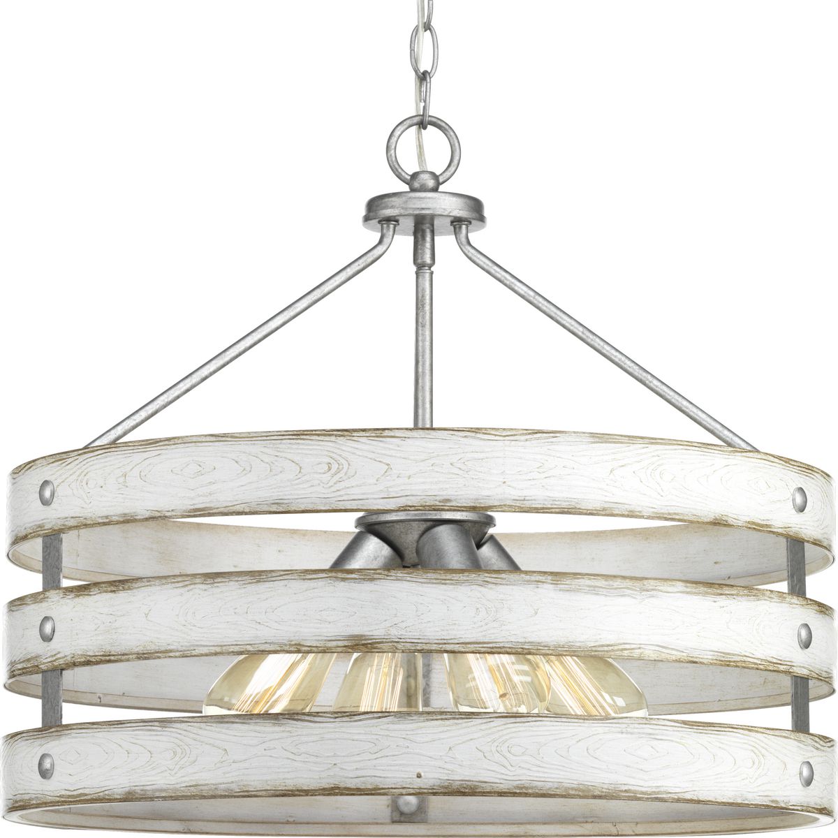 PROGRESS LIGHTING P500023-141 Galvanized Finish Gulliver Collection Four-Light Galvanized Finish Coastal Pendant Light