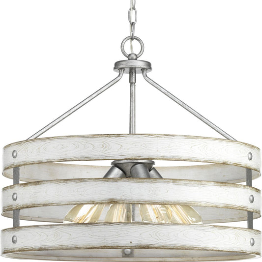 PROGRESS LIGHTING P500023-141 Galvanized Finish Gulliver Collection Four-Light Galvanized Finish Coastal Pendant Light