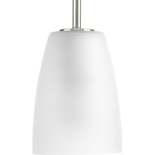 PROGRESS LIGHTING P500029-009 Brushed Nickel Leap Collection One-Light Brushed Nickel Etched Glass Modern Pendant Light