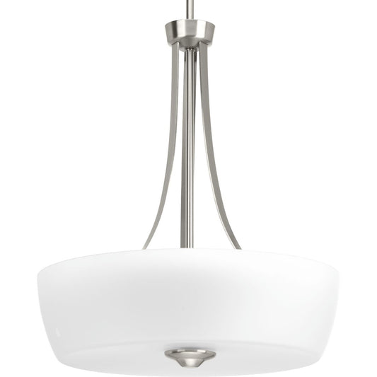 PROGRESS LIGHTING P500030-009 Brushed Nickel Leap Collection Three-Light Inverted Pendant