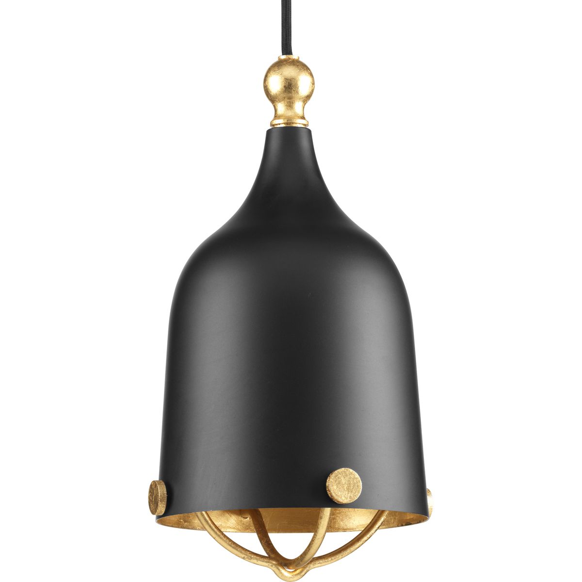 PROGRESS LIGHTING P500032-031 Matte Black Era Collection One-Light Matte Black and Gold Global Pendant Light