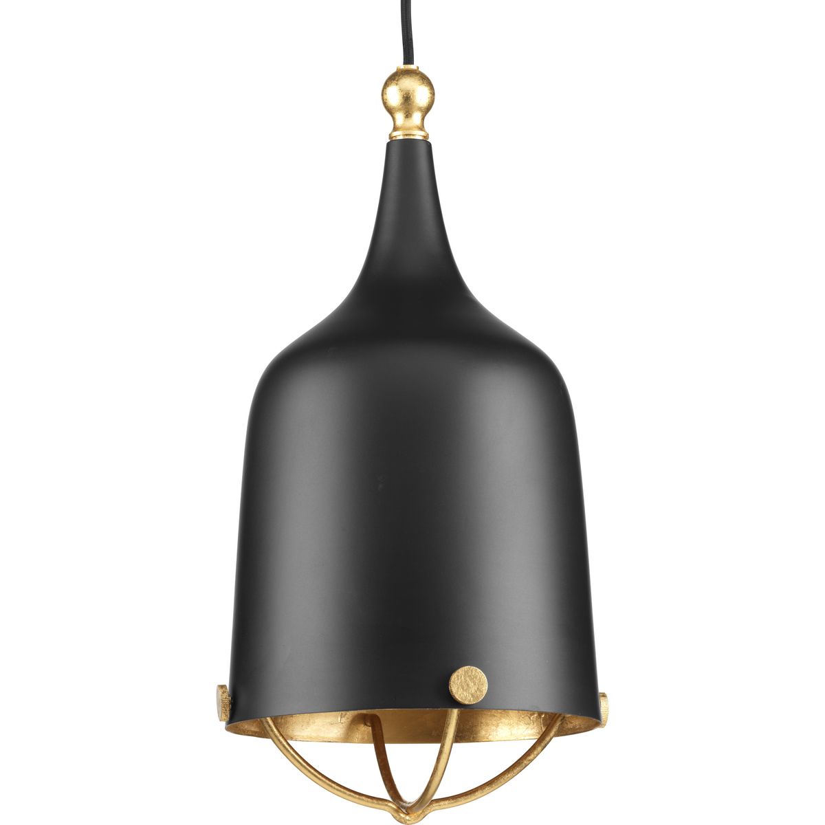 PROGRESS LIGHTING P500033-031 Matte Black Era Collection One-Light Matte Black and Gold Global Pendant Light
