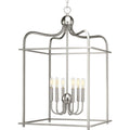 PROGRESS LIGHTING P500037-009 Brushed Nickel Assembly Hall Collection Six-Light Brushed Nickel Coastal Pendant Light