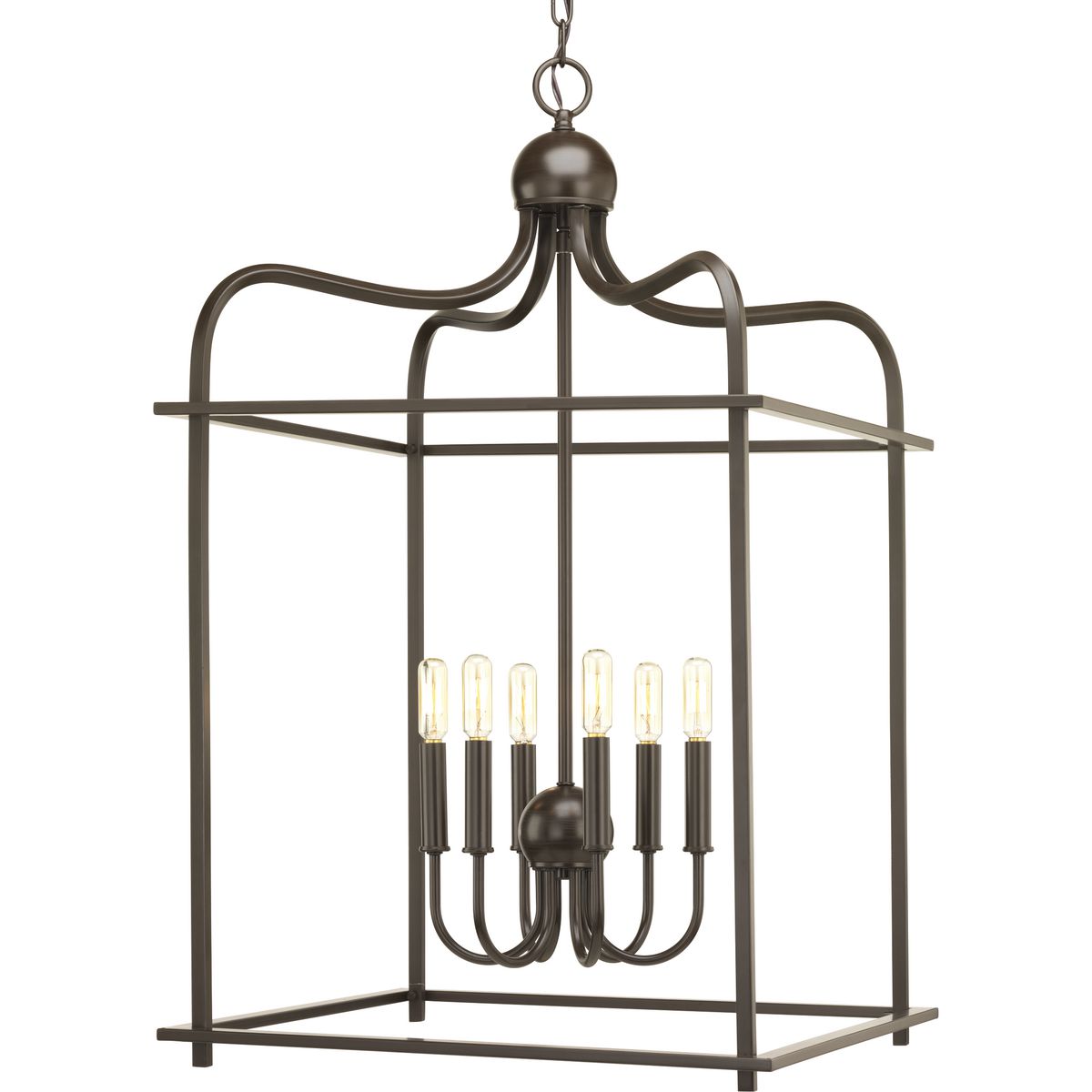 PROGRESS LIGHTING P500037-020 Antique Bronze Assembly Hall Collection Six-Light Antique Bronze Coastal Pendant Light