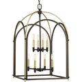 PROGRESS LIGHTING P500040-020 Antique Bronze Westfall Collection Eight-light Largel Foyer Pendant