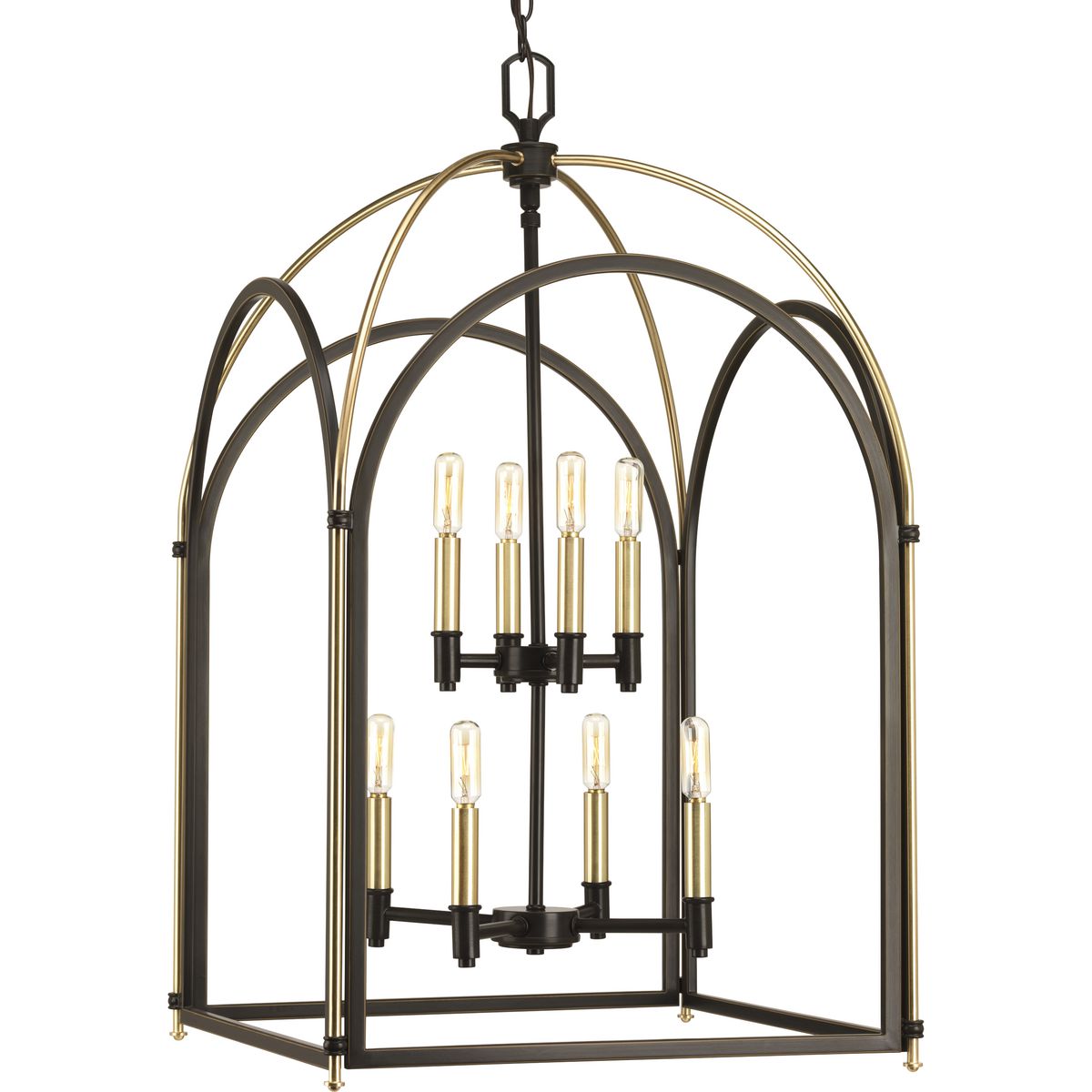 PROGRESS LIGHTING P500040-020 Antique Bronze Westfall Collection Eight-light Largel Foyer Pendant