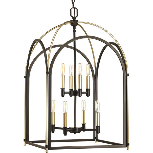 PROGRESS LIGHTING P500040-020 Antique Bronze Westfall Collection Eight-light Largel Foyer Pendant