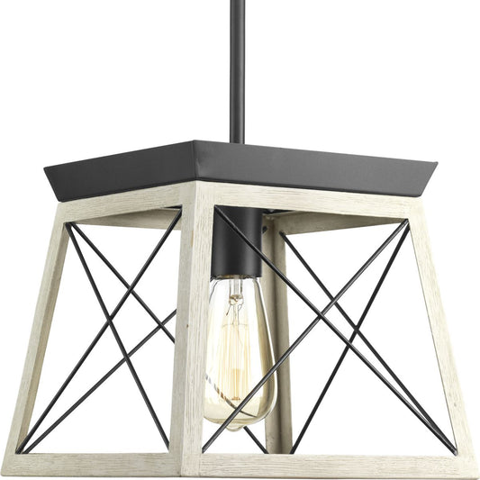 PROGRESS LIGHTING P500041-143 Graphite Briarwood Collection One-Light Graphite Coastal Mini-Pendant Light