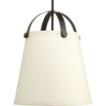 PROGRESS LIGHTING P500046-020 Antique Bronze Galley Collection Two-Light Antique Bronze Linen Shade Coastal Pendant Light