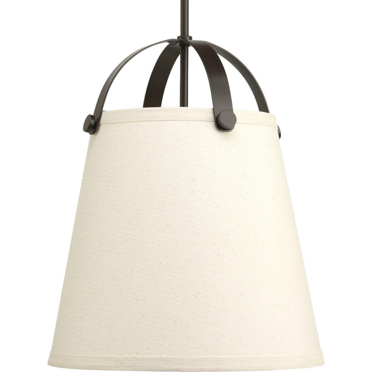 PROGRESS LIGHTING P500046-020 Antique Bronze Galley Collection Two-Light Antique Bronze Linen Shade Coastal Pendant Light
