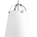 PROGRESS LIGHTING P500046-104 Polished Nickel Galley Collection Two-Light Polished Nickel Linen Shade Coastal Pendant Light