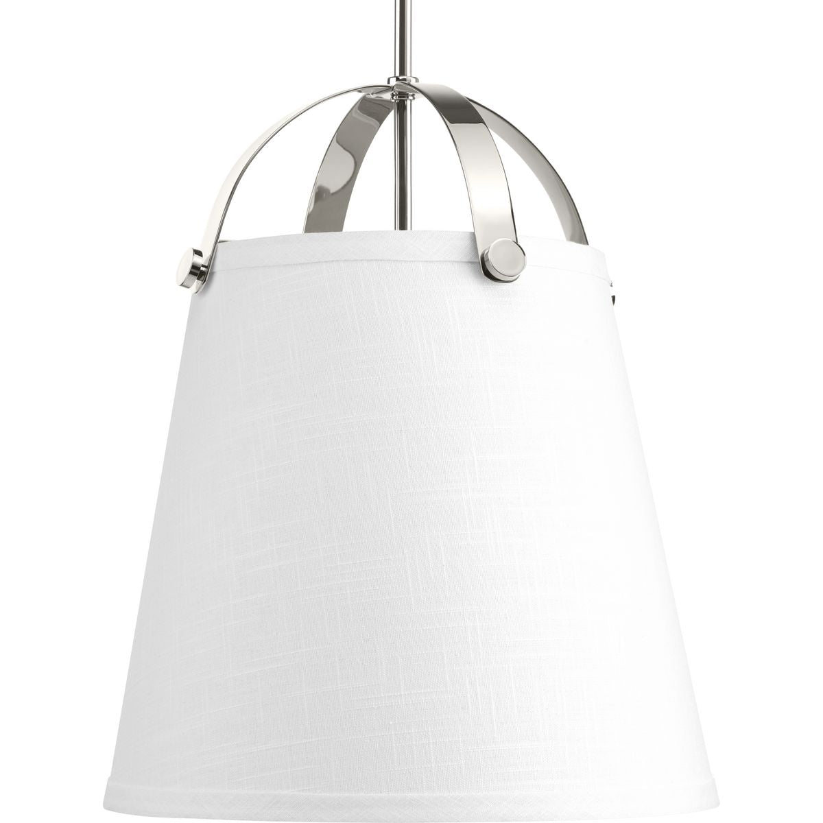 PROGRESS LIGHTING P500046-104 Polished Nickel Galley Collection Two-Light Polished Nickel Linen Shade Coastal Pendant Light