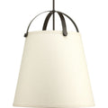 PROGRESS LIGHTING P500047-020 Antique Bronze Galley Collection Three-Light Antique Bronze Linen Shade Coastal Pendant Light