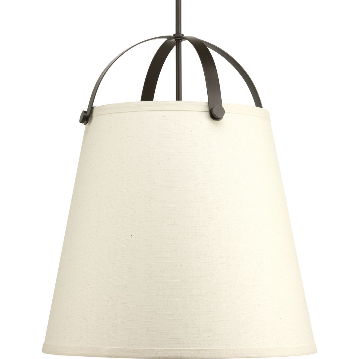 PROGRESS LIGHTING P500047-020 Antique Bronze Galley Collection Three-Light Antique Bronze Linen Shade Coastal Pendant Light