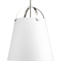 PROGRESS LIGHTING P500047-104 Polished Nickel Galley Collection Three-Light Polished Nickel Linen Shade Coastal Pendant Light