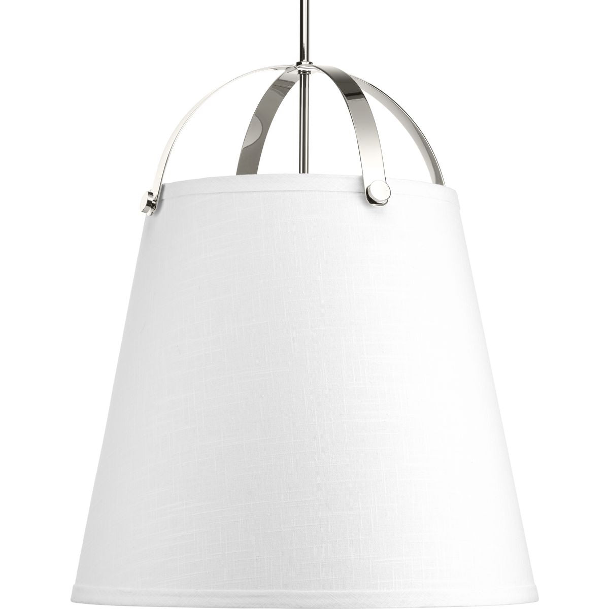 PROGRESS LIGHTING P500047-104 Polished Nickel Galley Collection Three-Light Polished Nickel Linen Shade Coastal Pendant Light