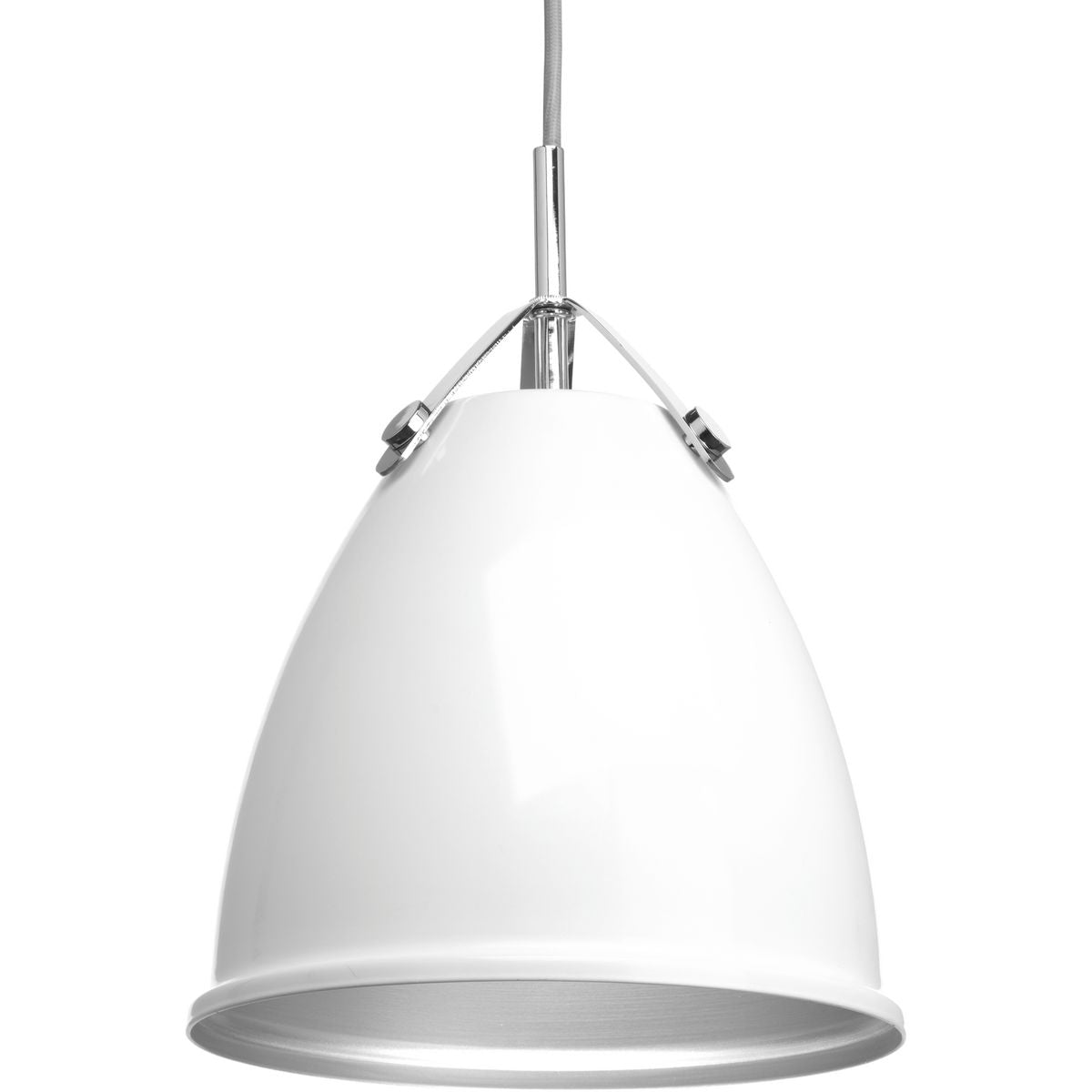 PROGRESS LIGHTING P500051-030 White Tre Collection One-Light White White Metal Shade Coastal Pendant Light