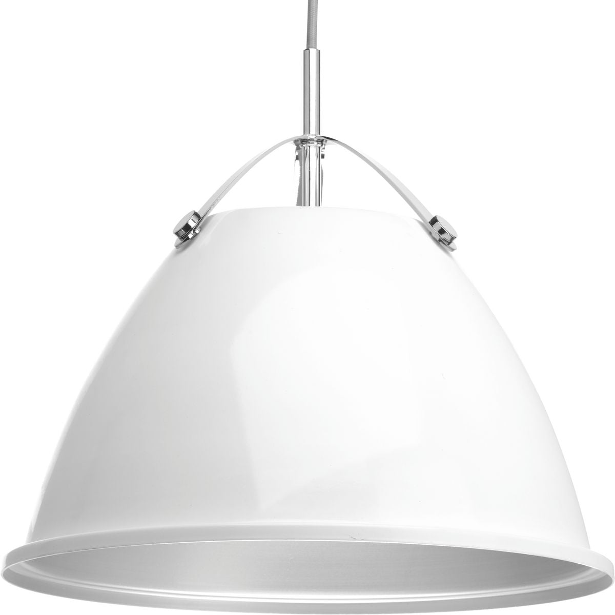 PROGRESS LIGHTING P500052-030 White Tre Collection One-Light White White Metal Shade Coastal Pendant Light
