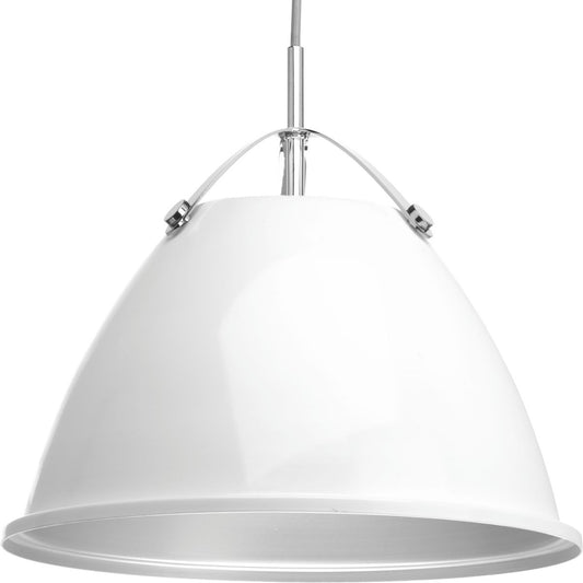 PROGRESS LIGHTING P500052-030 White Tre Collection One-Light White White Metal Shade Coastal Pendant Light