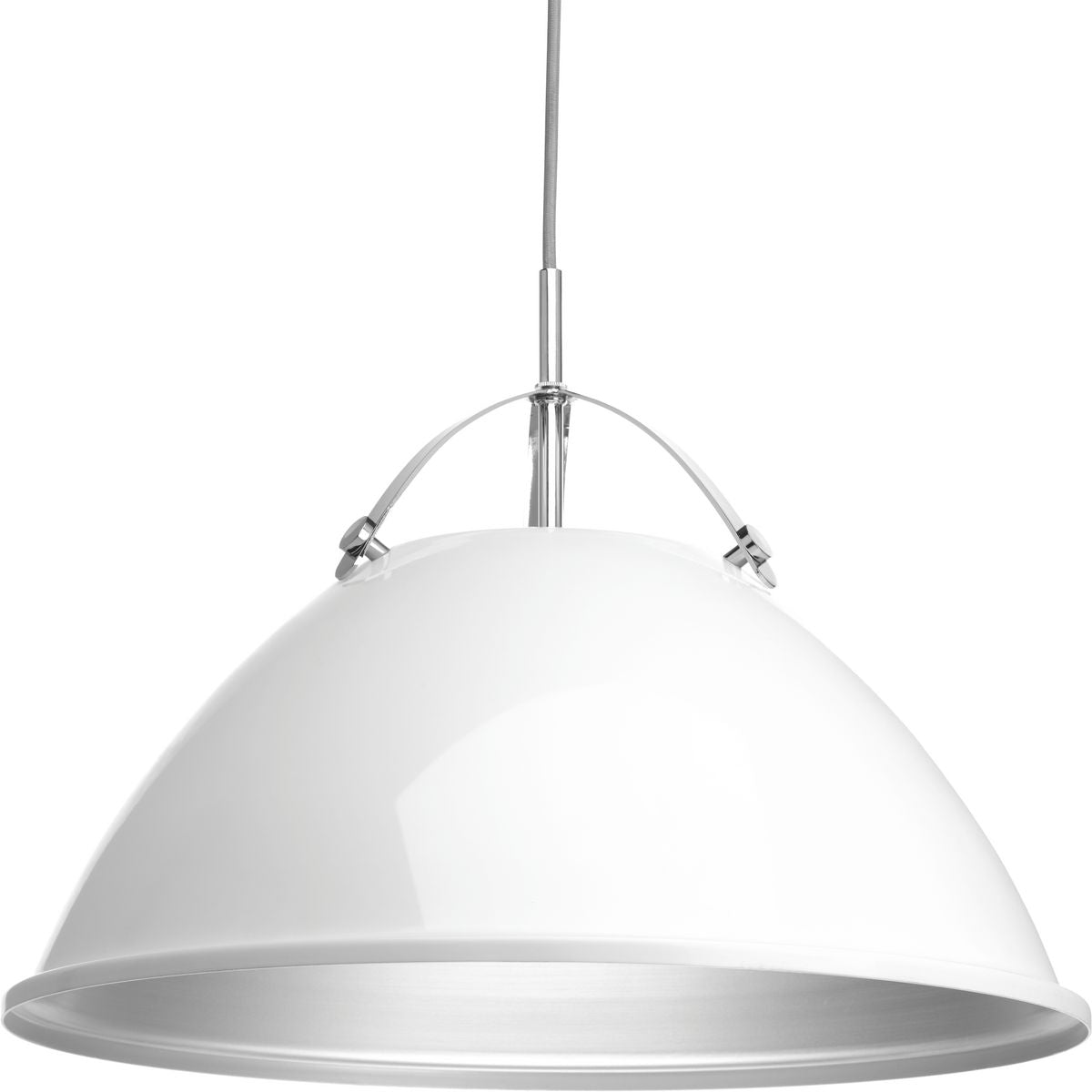 PROGRESS LIGHTING P500053-030 White Tre Collection One-Light White White Metal Shade Coastal Pendant Light