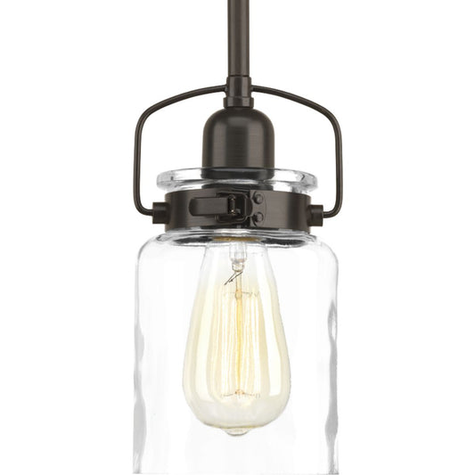 PROGRESS LIGHTING P500055-020 Antique Bronze Calhoun Collection One-Light Antique Bronze Clear Glass Farmhouse Mini-Pendant Light