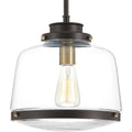 PROGRESS LIGHTING P500061-020 Antique Bronze Judson Collection One-Light Antique Bronze Clear Glass Farmhouse Pendant Light